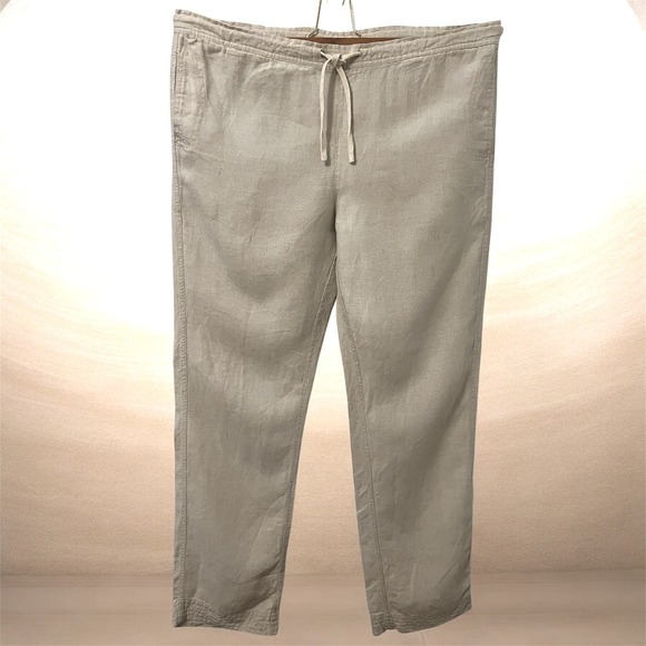 Island Importer Other - Island Importer Mens 100% Linen Drawstring Pants Beige Coastal Beach Sz 36 Large